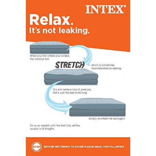 Intex Comfort Dura-Beam Airbed Internal Electric Pump Bed Height Elevated  (2020 Model)